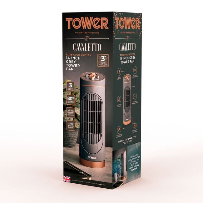 Tower Cavaletto 14" Grey Tower Fan